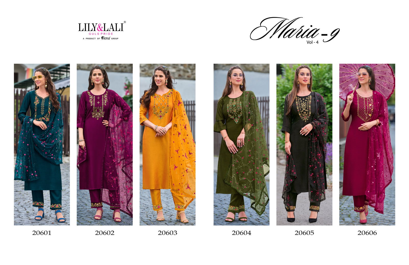 Maria 9 Vol 4 By Lily And Lali Shimmer Kurti With Bottom Dupatta Wholesalers In Delhi